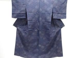 アンティーク　麻の葉模様手織り紬単衣着物